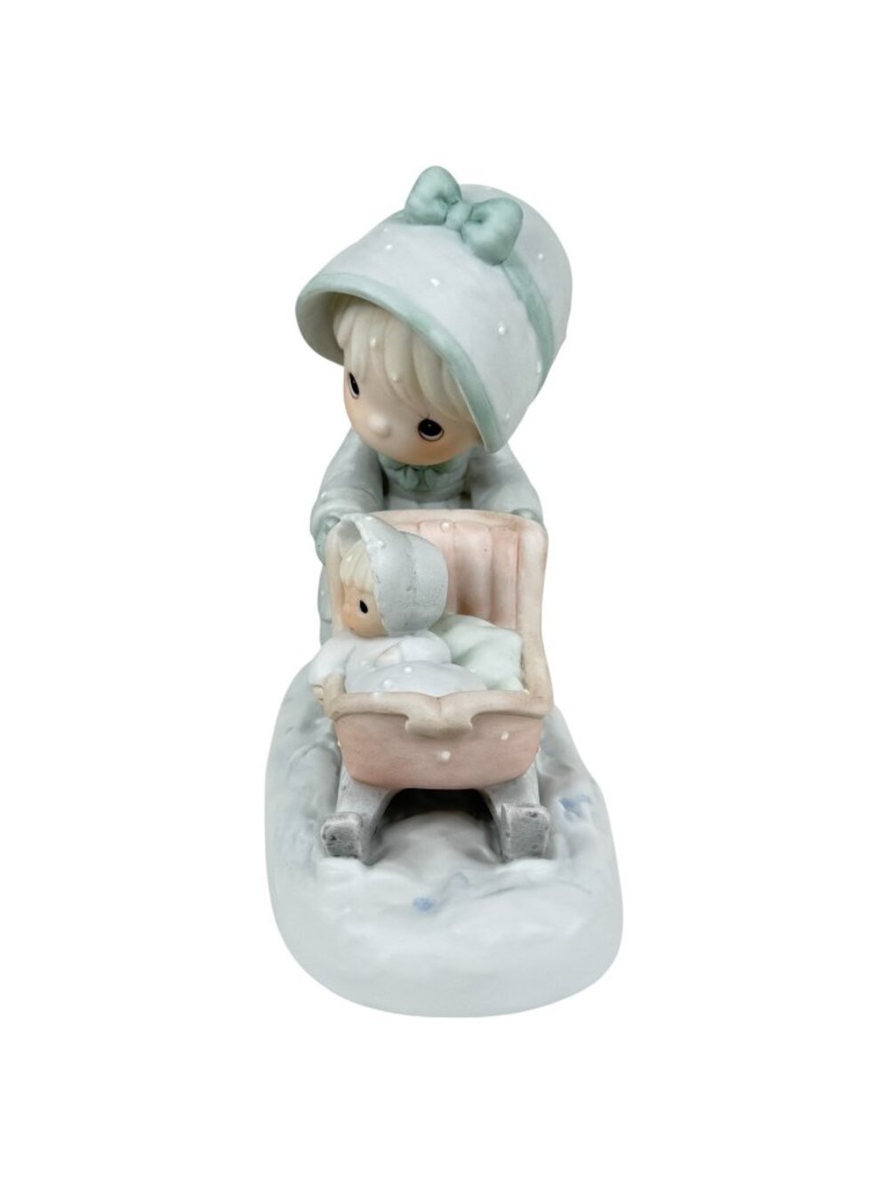 Precious Moments January Figurine Girl With Baby Sled 1987 Enesco New With Box - Picture 4 of 12